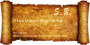 Slezinger Boglárka névjegykártya